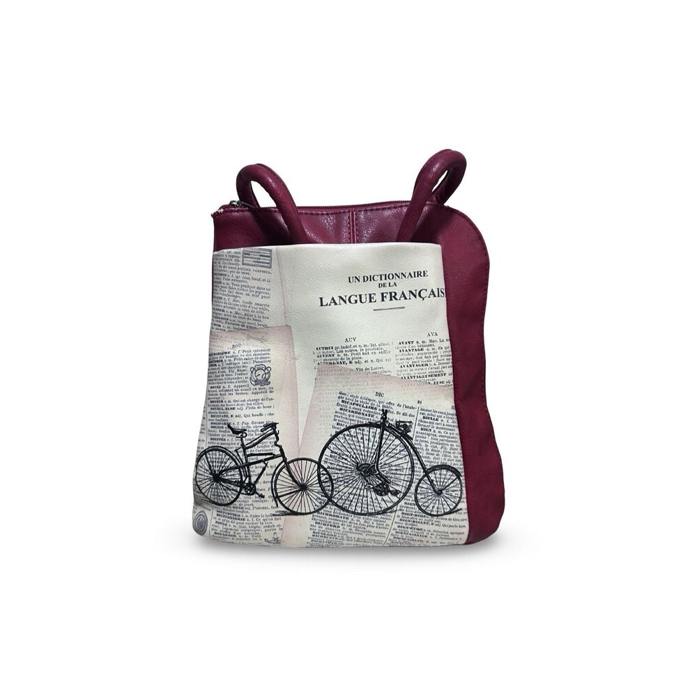 Espe French bicycle Red Vegan Leather Backpack